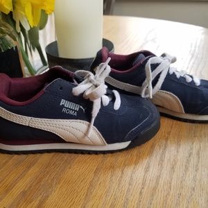 Kids puma sneakers 10.5 blue and maroon
